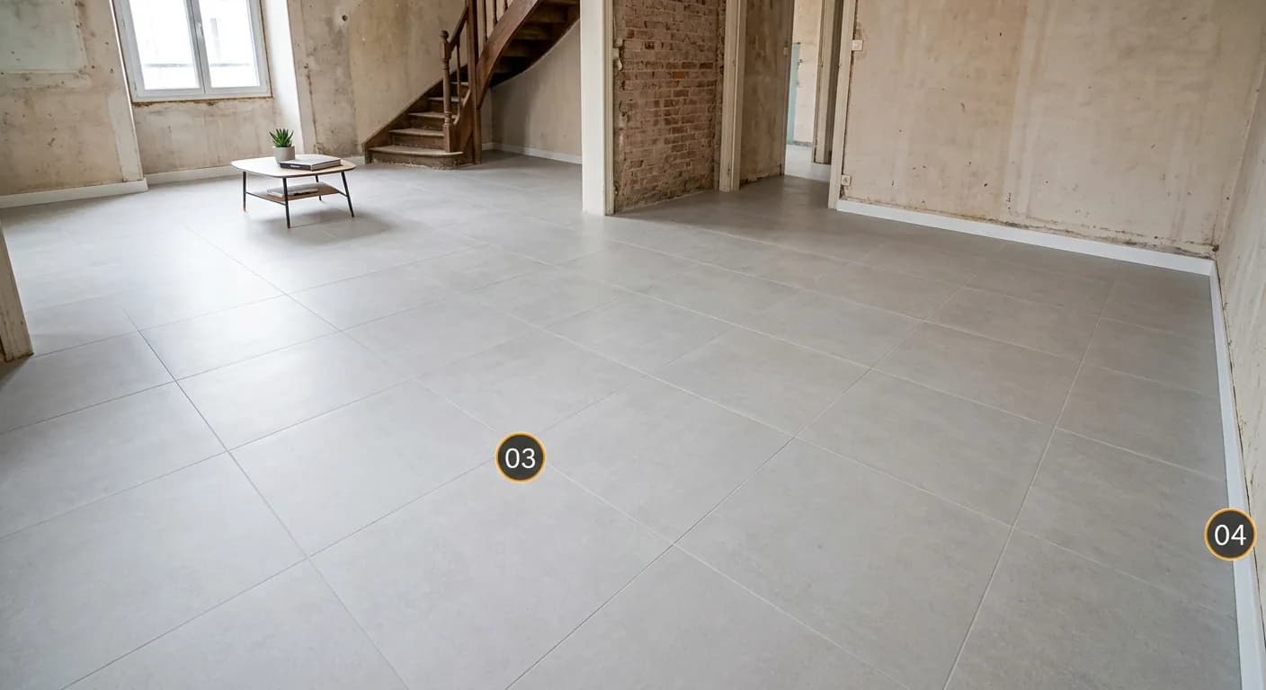 Pose de carrelage grand format — après travaux
