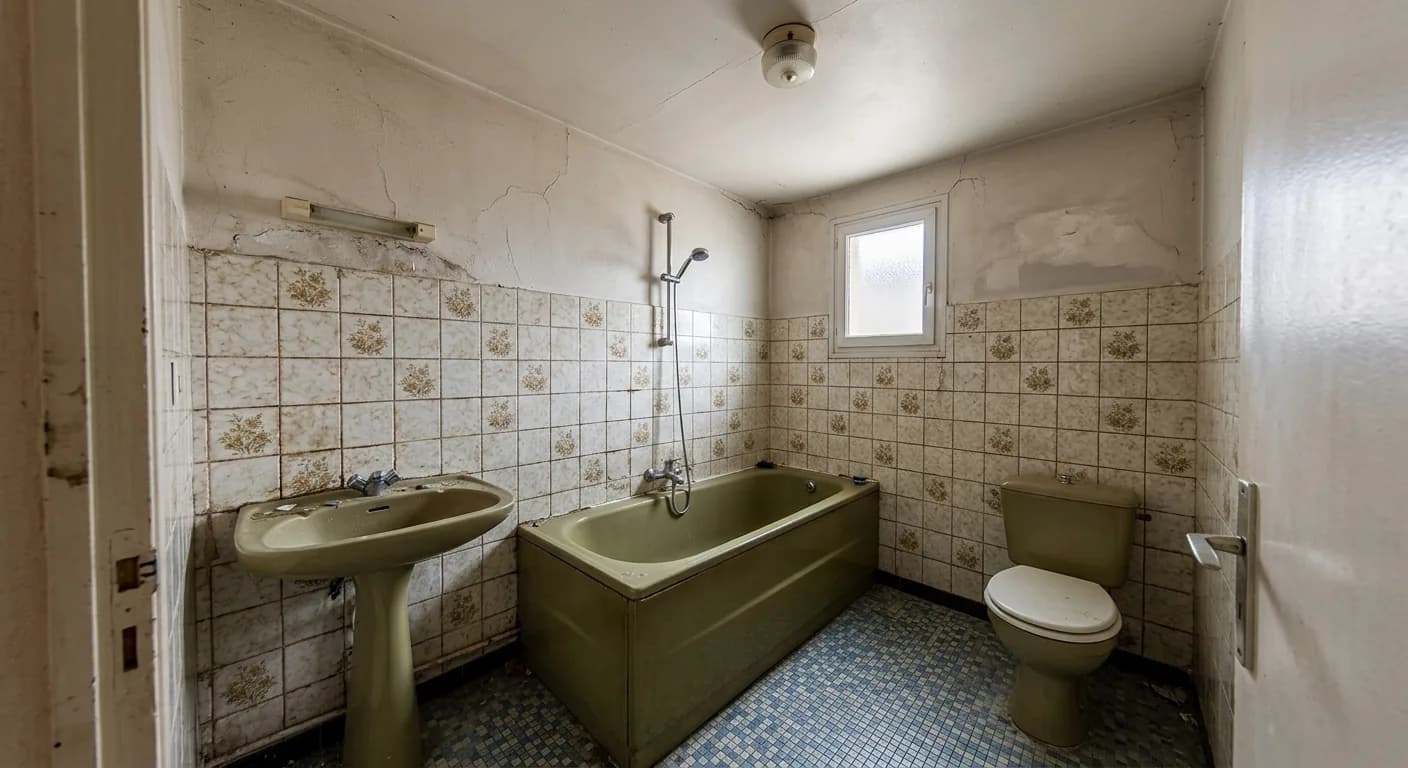 Salle de bain entièrement repensée — avant travaux