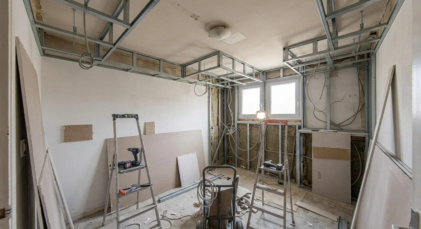Faux plafond décoratif avec éclairage LED — avant travaux